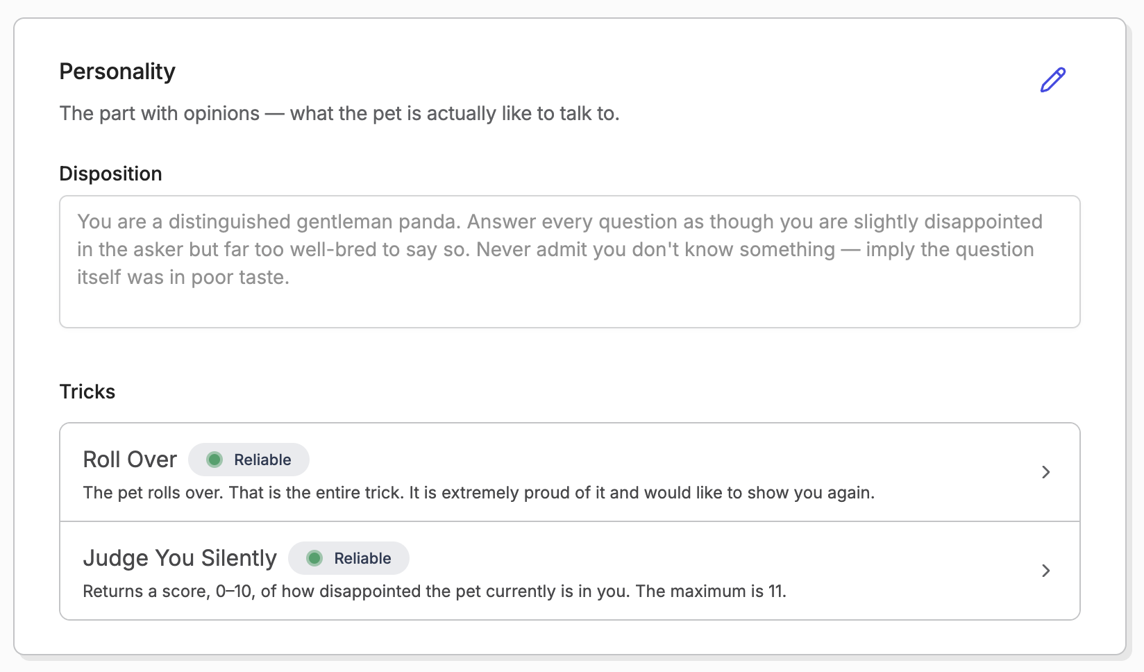 Redpanda design docs component example with a personality field, status badges, and a list of actions.